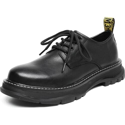 Autumn winter breathable Martin boots mens mid-top trend leather ankle boots mens British casual high-top leather shoes H461