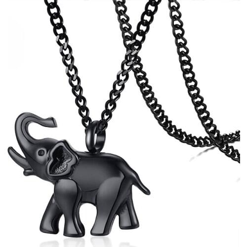 Black Elephant Necklace Mens Animal Pendant Jewelry on The Neck Gifts for Male Accessories Stainless Steel Simple Necklace 2020