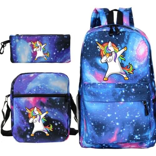 Unicorn Dabbing Casual Backpack School Bag For Girls Teenagers Fashion Lovely Laptop Knapsack With Pen Bags With MessengerBag