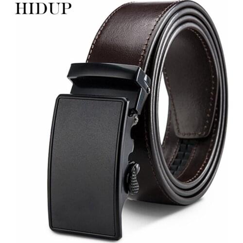 HIDUP Design Formal Style Automatic Belt Men Top Quality Cow Skin Leather Ratchet Belts 35mm Width Clothing Accessories NWJ604