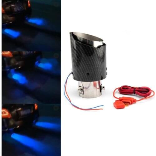 Luminous Car Exhaust Muffler Pipe LED Carbon Fiber Modified Tailpipe Whistle Pipe Sound Muffler Car Motorcycle Exhaust Muffler