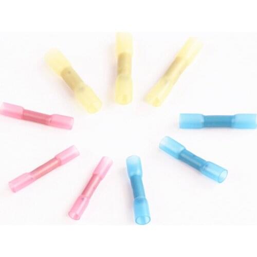 100Pcs Heat Shrink Butt Terminal 3 Sizes Crimp Terminals Insulated Waterproof Electrical Wire Cable Connectors For 22-10 AWG