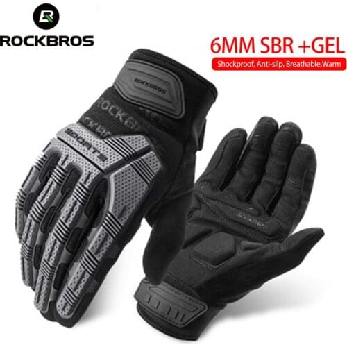 ROCKBROS MTB Cycling Gloves Men Women Thickened Pad Shockproof GEL Motocross Downhill Off-road Bike Gloves Full Finger