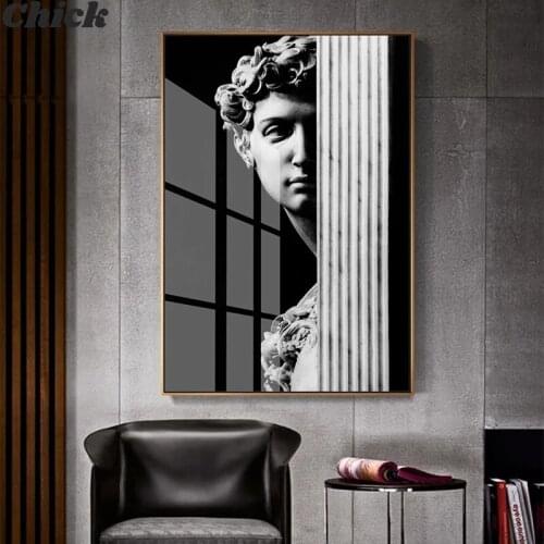 Vintage David Figure Sculpture Poster Black And White Canvas Painting Mural Living Room Picture Home Decor Painting Wall Artwork