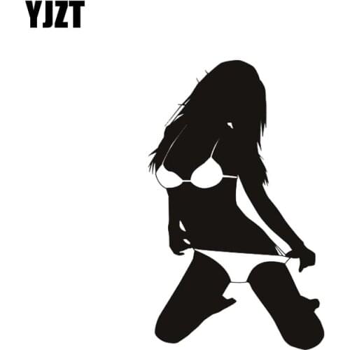 YJZT 7.3*12.8CM Beautiful Figure Sexy Girl Good Design Vinyl Decals Covering The Body Fashion Black/Silver Car Sticker C20-0217