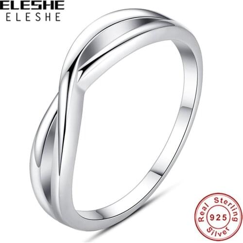 ELESHE Authentic 100% 925 Sterling Silver Trendy Infinity Finger Rings for Women Silver 925 Rings Wedding Engagement Jewelry
