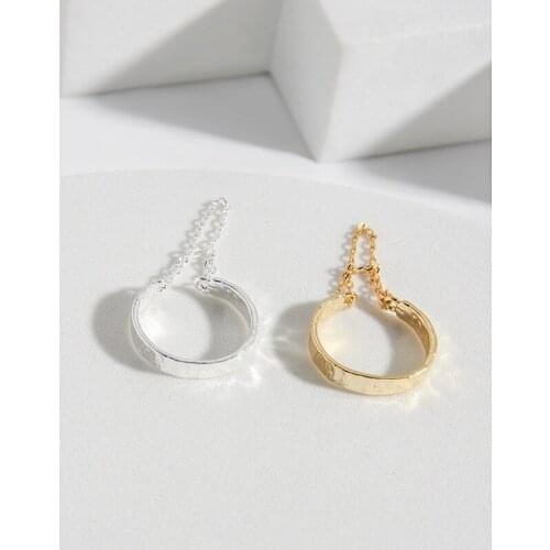 Real 925 Sterling Silver Irregular Surface Tassel Chain Ring For Woman Accessories, New Womans Rings Gifts Fine Jewelry