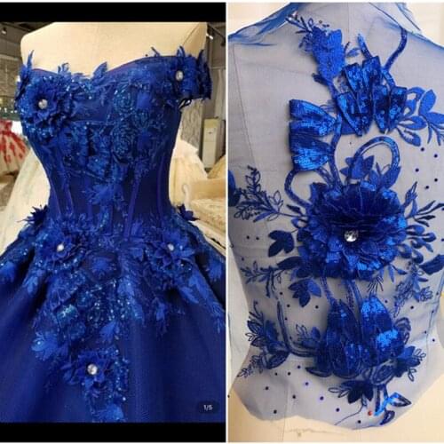 1Piece 3D Flower Fabric Clothes Lace Applique Rhinestone Laces DIY Stickers Patch Sew Overcoat Decoration Red Black Golden