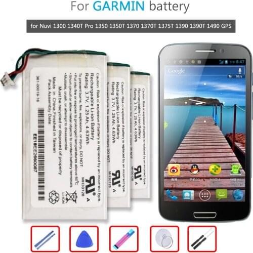 1250mAh 361-00019-16 GPS Battery For GARMIN Nuvi 1300 1340T Pro 1350 1350T 1370 1370T 1375T 1390 1390T 1490 GPS Li-ion Bateria