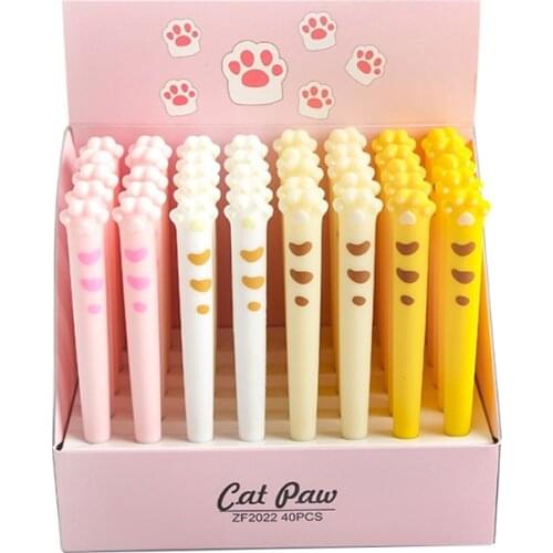 4 Pack Cute Cat Paw Gel Pen Refillable Gel Pen Black Ink Pen for student Writing