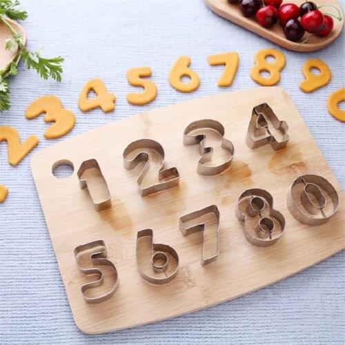9Pcs/Set Creative Numbers Cookie Cutter Biscuit Fondant Pastry Bread Cutter Stainless Steel Cutting Mold Kitchen Baking Tools