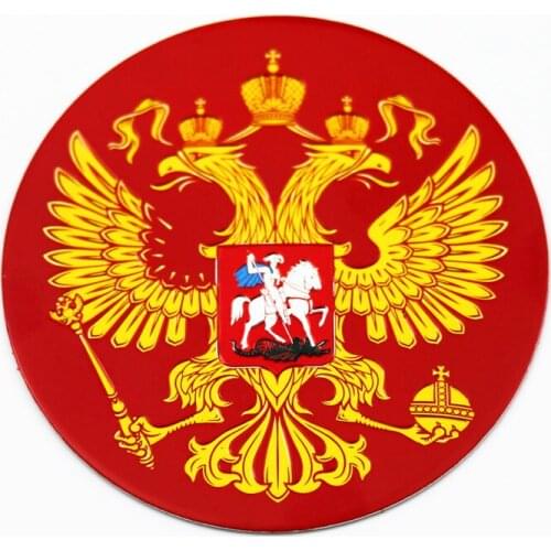 Car styling 3D Aluminum Coat of arms of Russia car body metal sticker Russian Eagle Decal Decoration car stickers decals emblem