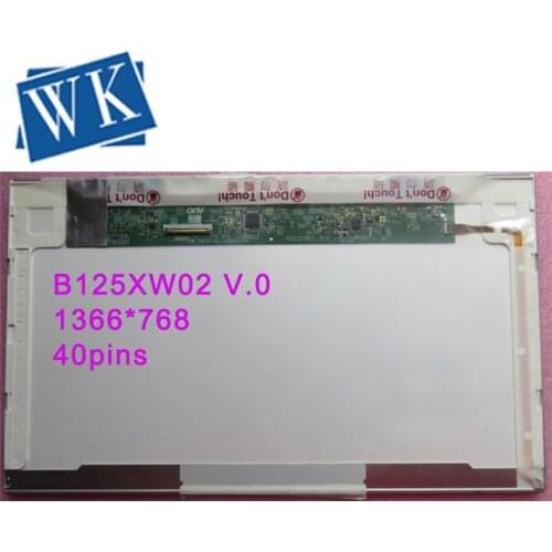 Free shipping B125XW02 V.0 LTN125AT02 LP125WH1 For HP 2560p 2570p Laptop Lcd Screen 1366*768 40pin