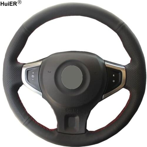 HuiER Hand Sewing Car Steering Wheel Cover Microfiber Leather For Renault Koleos 2009-2014 Samsung QM5 Breathable Car Styling