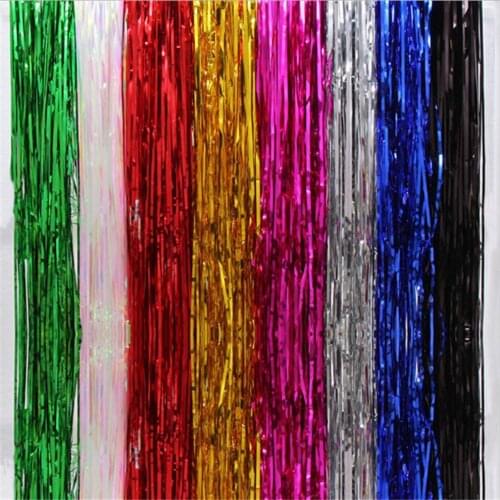 Colorful 100x200cm Party Curtain Glossy Uniform Color Aluminium Adhesive Fringe Curtain for Party Festival Accessories Supplies