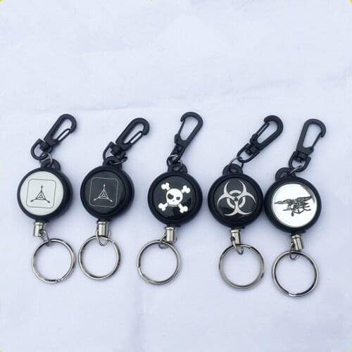 EDC Outdoor Steel Rope Burglar Keychain Tactical Retractable Key Chain Camping Key Ring