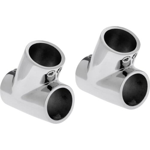 2 Pieces Polished Boat Handrail Fittings 60 Degree T/Tee, 1 inch Pipe Hand Rail Tee, Marine 316 Stainless Steel