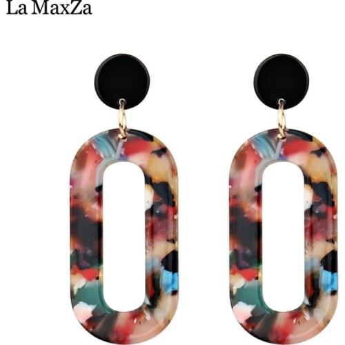 Temperament Exaggerated Fashion Personality Plate Oval Irregular Drop Earrings Fashion Women Earrings Acetate Plate Earring