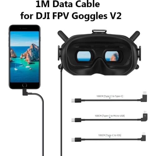 1m Transmission Line Data Cable for DJI FPV Goggles V2 Phone Tablet Micro-USB Type-C IOS Connector FPV Combo Flight Glasses Wire