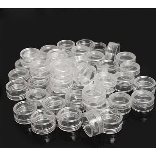 50Pcs 2.5ML Clear Plastic Jewelry Bead Storage Box Small Round Container Jars Make Up Organizer Boxes Cosmetic Portable Box