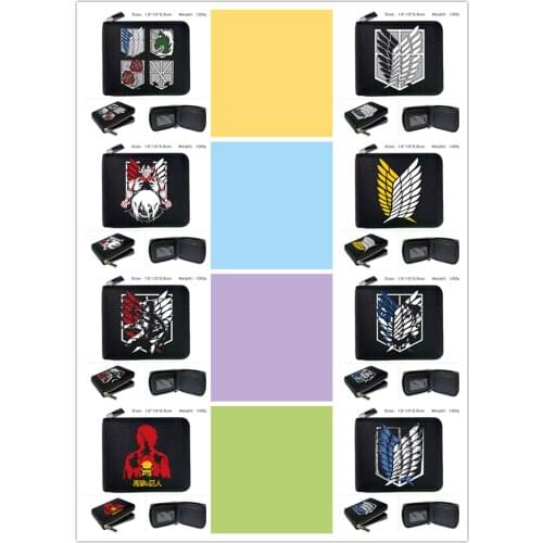 Anime Attack on Titan Logo Wallet New Cards Purse Boys Girls Boutique Short Wallet Zipper Wallet