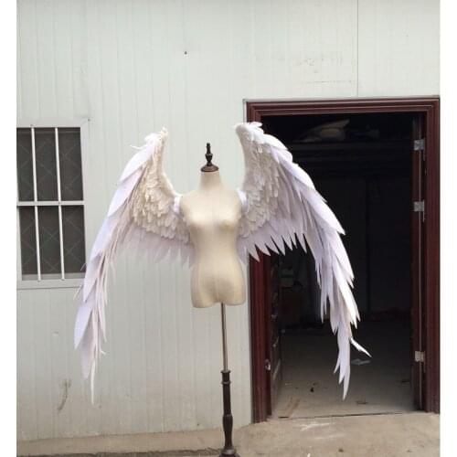 Beautiful white cartoon feather angel wing for Fashion show Displays wedding shooting props Cosplay game costume