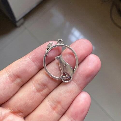 30pcs Cat And Mouse round Charms Accessories Pendant , For DIY Handmade Women Simplicity Necklace Findings Jewelry Making