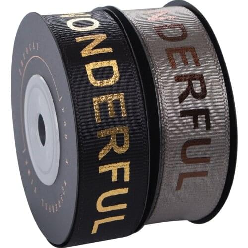 2cm( 45 Yards/lot ) Printing Gold Stampin Ribbon Bouquet Wrapping Ribbon Cake Gift Boxes Packaging Ribbon Diy Crafts Materials