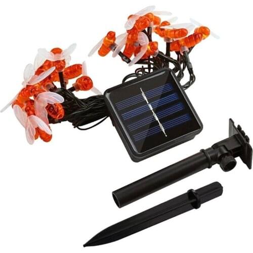 New Solar Powered Cute Honey Bee Led String 50 LEDFairy Lights Battery Garlands Outdoor Garden Holiday Fence Patio Decor