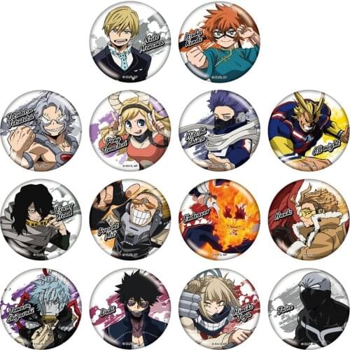 My Hero Academia Anime Boku No Badge MHA Tetsutetsu Hitoshi Shinso Eraser Head Endeavor Hawks Dabi 50mm Metal Badge Brooch Pins