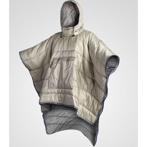 Cloak Wearable Sleeping Bag Adult Camping Cotton Quilt Autumn Winter Outdoor Thickening Cold-proof Coat with hood for Picnic