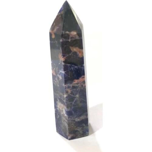Natural Crystal Point Sodalite stone Healing Reiki Obelisk Polished Blue Quartz Wand Tower Ornament for Home Decoration Gift