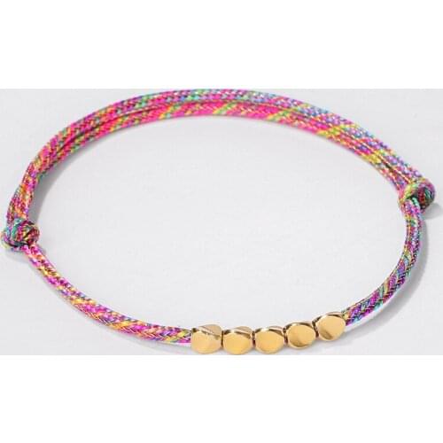 New Bracelet Seven Color Yoga Bracelet Hand-Woven Tibetan Hand Line Copper Bead Bracelet Adjustable Size