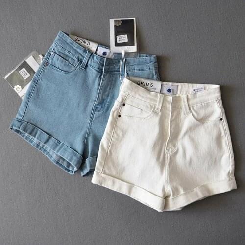 Obrix Light Denim Female Shorts Sporty Hight Waist Casual Beach Style Summer Shorts For Women
