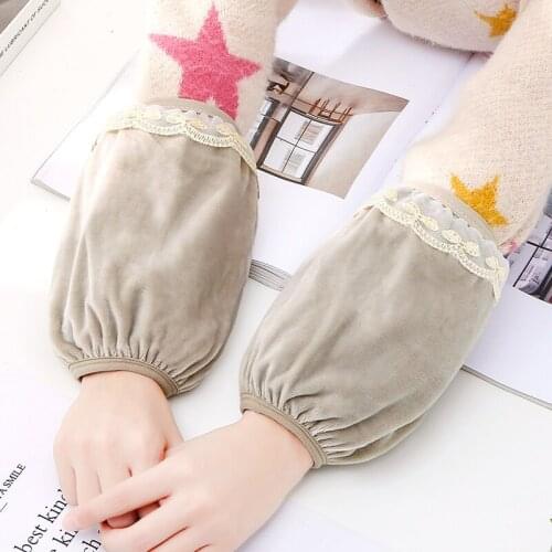 Autumn and winter short sleeves female working student office lace velvet protective anti-fouling children