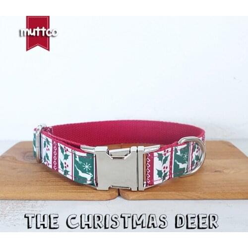 10pcs/lot MUTTCO retailing self-design dog collar THE CHRISTMAS DEER handmade poly satin and nylon 5 sizes dog collar UDC094