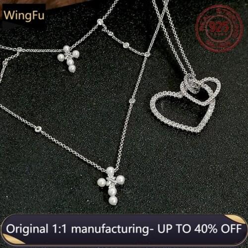 S925 sterling silver women silver monaco jewelry love heart pendant necklace adjustable with natural pearl luxury fashion cute g