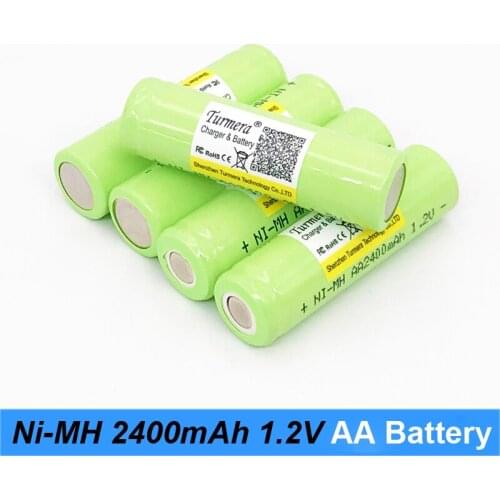Turmera Ni-MH Rechargeable Battery New AA Battery Rechargeable Batteries 1.2V AA 2400mAh for Camera Flashlight