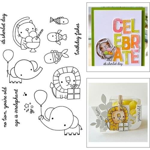 2021 New Animal Cat Lion Elephant Clear Stamps and Metal Cutting Dies Sets For DIY Making Greeting Card Banner Lace Scrapbooking