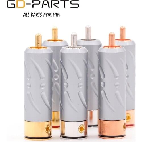 Viborg 99.995% Pure Copper Male RCA Plug Connector Hifi Audio Video Signal Input Output RCA Terminal Aluminum Shield Pack of 4