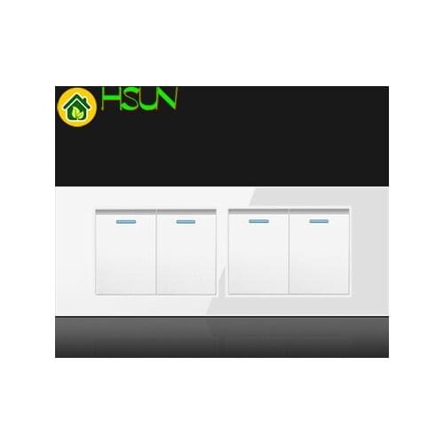 US Tempered Glass White 118 Type Switch Socket 1/2/3/4/5/6/7/8 Gang 2 Way Switch Real Glass Panel LED Guide Light Mounting Box