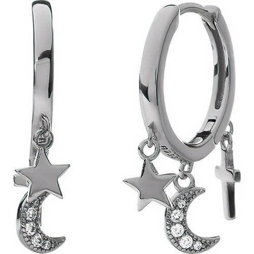 DARK DIAMOND-hoop stars in 925 sterling silver or 18K gold plated