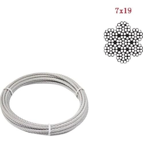 50Meters/Roll 304 Stainless Steel Wire Rope Soft Fishing Lifting Cable 7*19 Clothesline 1.5mm/2mm/2.5mm/3mm