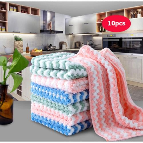 Kitchen Anti-Grease Wiping Rags Microfiber Wipe Cleaning Cloth Home Washing Dish Multifunctional Cleaning Tools