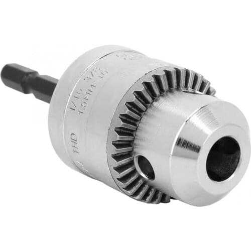 1.5-10mm Key Type Drill Chuck 3/8-24UNF Taper Mounted Impact Drill Chuck Hex Shank Adapter Electric Wrench Screwdriver Converter