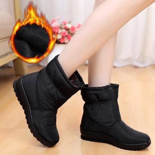 2020 Waterproof Snow Boots Women Winter Shoes Warm Plush Fashion Women Boots Ankle Booties Ladies Footwear Wedge Heel 3cm KT003