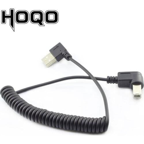 40CM TO 120CM/4ft USB 2.0 Male to USB B type Right Angle Retractable Data Charging Cable for USB2.0 Printer and Scanner