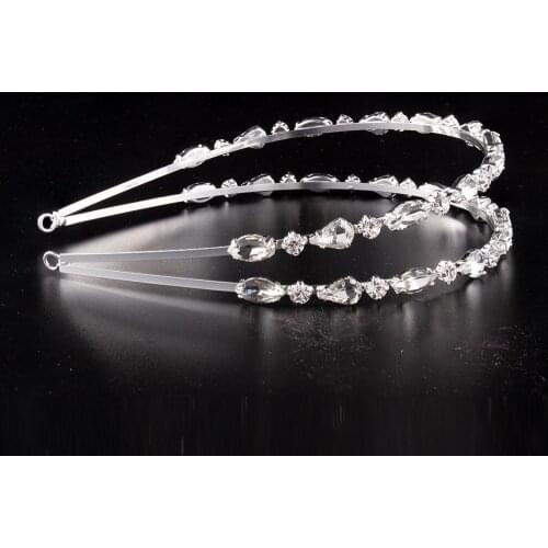 Women Simple Fashion Rhinestone Headband Ladies Crystal Tiaras Crown for Wedding Birthday Make Up Party