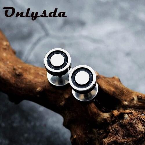 Onlysda Fashion Simple Stainless Steel Earrings Women Mens Barbell Dumbbell Punk Gothic Stud Earring For men Gift ES122