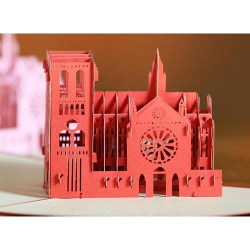 10pcs 3D Creative Notre Dame DE Paris Handmade Kirigami Origami Wedding Party Invitation Cards Greeding Birthday Card Postcard